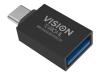VISION PROFESSIONAL INSTALLATION GRADE USB-C TO USB-A ADAPTER PLUGS INTO USB-C AND HAS FULL SIZED